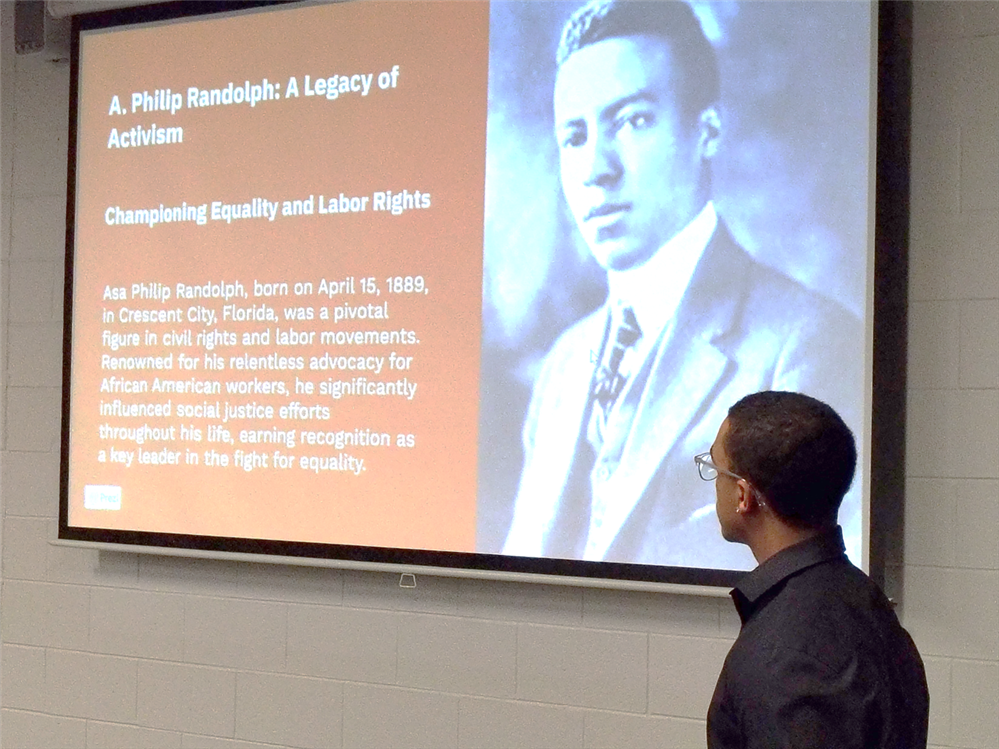  Student presenting history of A. Phillp Randolph